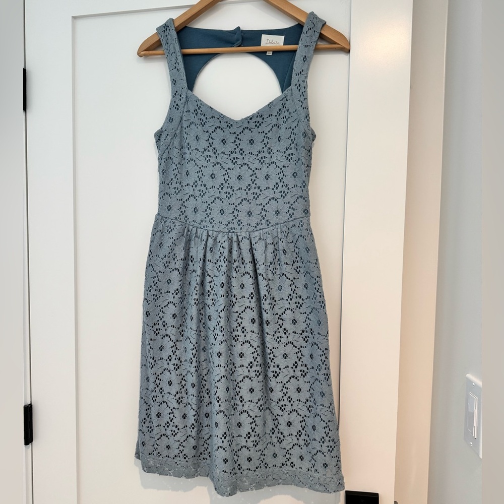Anthropologie Deletta Light Blue Lace Midi Dress